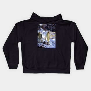 Snowy footpath painting in gouache Kids Hoodie